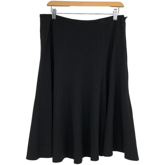 hanna & gracie Black Flared Knee Length Midi Skirt size 10 - Picture 1 of 13